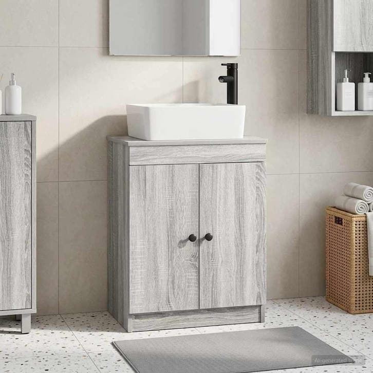 vidaXL Badkamer Vanity met Wastafel Grijs Sonoma 54 x 35 x, Maison & Meubles, Tables | Coiffeuses, Envoi