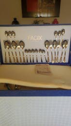 facix - Bestekset voor 12 personen - Staal, Verguld - Facix