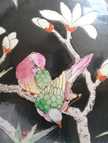 dekselvaas - Porselein, 50 cm - handgeschilderd emaille