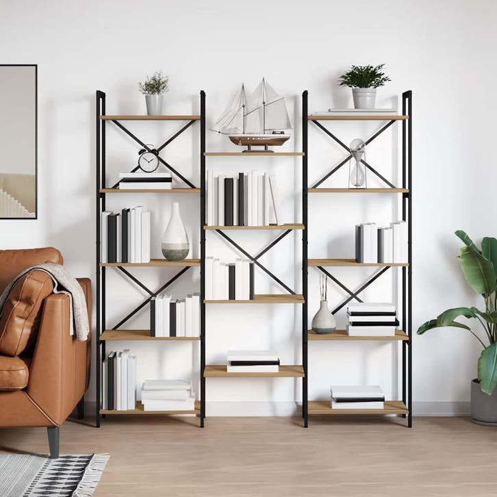 vidaXL Boekenplank Artisan Eiken 156 x 25 x 167 cm Bewerkt, Huis en Inrichting, Kasten | Boekenkasten, Nieuw, Verzenden