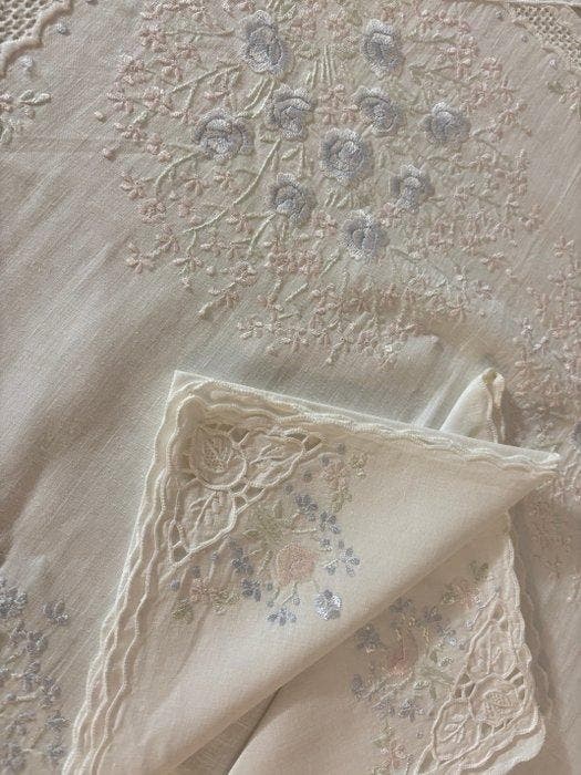 Nappe (13) - 260 cm - 160 cm - Broderie à la main, Antiquités & Art, Tapis & Textile