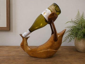 Beeld, the drunk duck - 29 cm - Hout, Antiek en Kunst