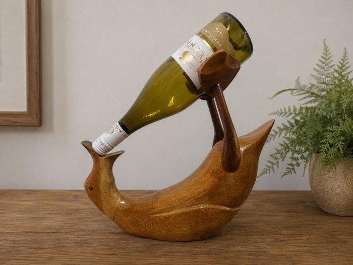 Beeld, the drunk duck - 29 cm - Hout, Antiek en Kunst, Kunst | Designobjecten