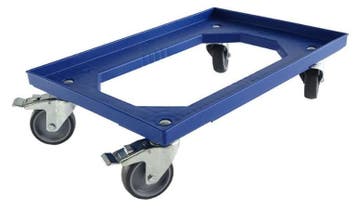 Dolly 60x40x15 blauw met 2 zwenkwielen en 2 wielen met rem, Ophalen of Verzenden