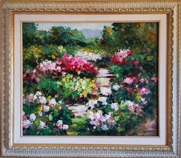 Escuela impresionista (XX) - Camino entre flores