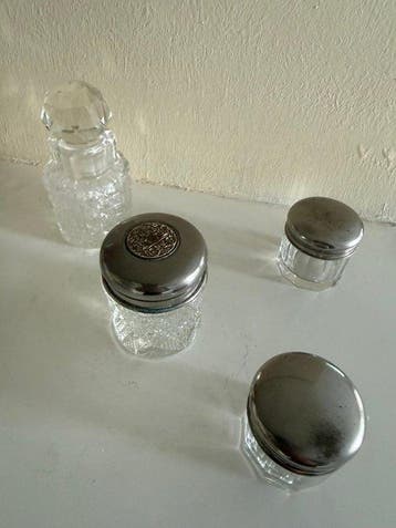 Grand nécessaire de toilette de voyage (4) - Plaqué(e), Antiek en Kunst