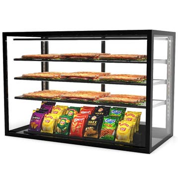 Neutrale Vitrine | INTEGRA | Zwart | 4 Niveaus |, Verzenden, Nieuw in verpakking