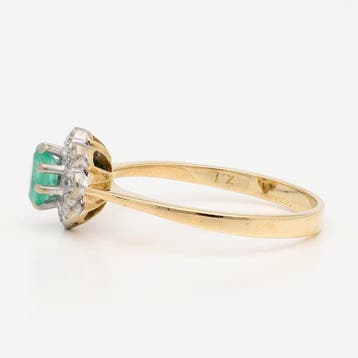 Ring - 18 karaat Geel goud, Zilver Smaragd - Diamant, Nieuw