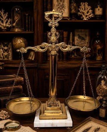 Balance - Laiton, Marbre - Balance apothicaire, Antiquités & Art