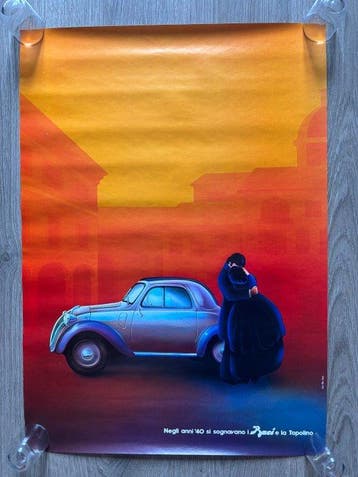 Perugina - Originale manifesto pubblicitario Baci e Fiat