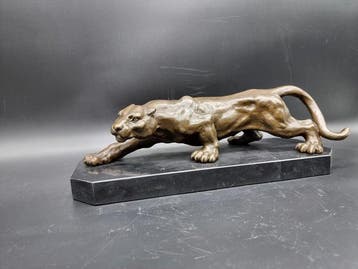 Statue, XL Bronze Panther - 13.5 cm - Marbre, Bronze - 2026, Antiquités & Art