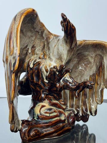 sculptuur, L’aigle - 25 cm - Faience, Antiek en Kunst