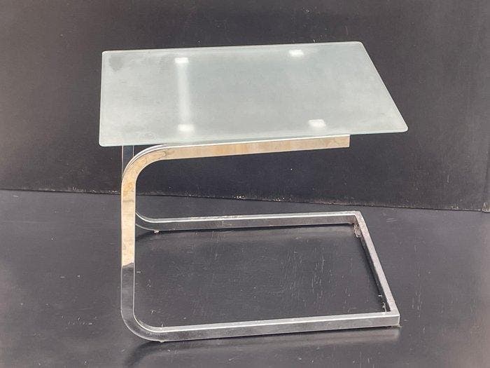 Table basse - Métal, Verre - Structure en métal chromé avec, Antiek en Kunst, Kunst | Designobjecten