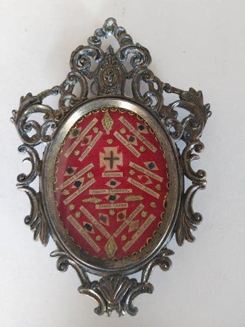 Reliekhouder - Brons, Glas, Hout, Textiel, Papier - 20e eeuw