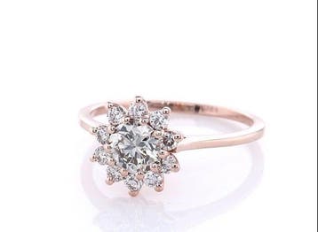 Zonder minimumprijs - Ring - 14 karaat Roségoud - 0.77ct.