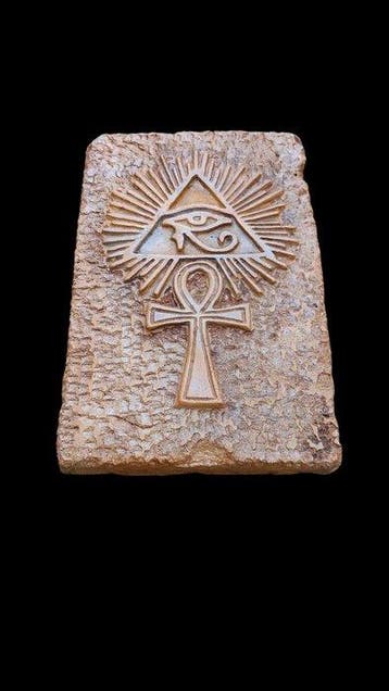 sculptuur, Bassorilievo Croce Di Ankh - 29 cm - Gegoten