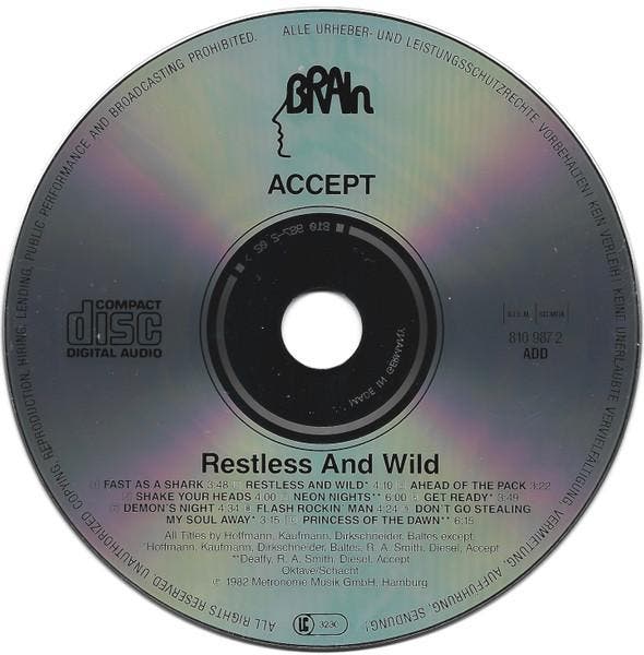 Accept – Restless And Wild (CD, 1992), CD & DVD, CD | Hardrock & Metal, Envoi