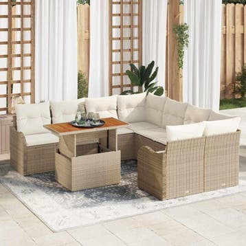 vidaXL Tuinbank Set 7 st 6-Aantal zitplaatsen beige en, Verzenden