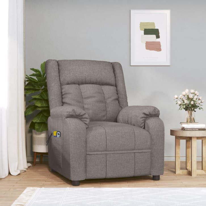 vidaXL Massagestoel elektrisch stof taupe, Huis en Inrichting, Stoelen, Nieuw, Verzenden