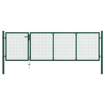 vidaXL Tuinpoort staal 350x100 cm groen, Verzenden