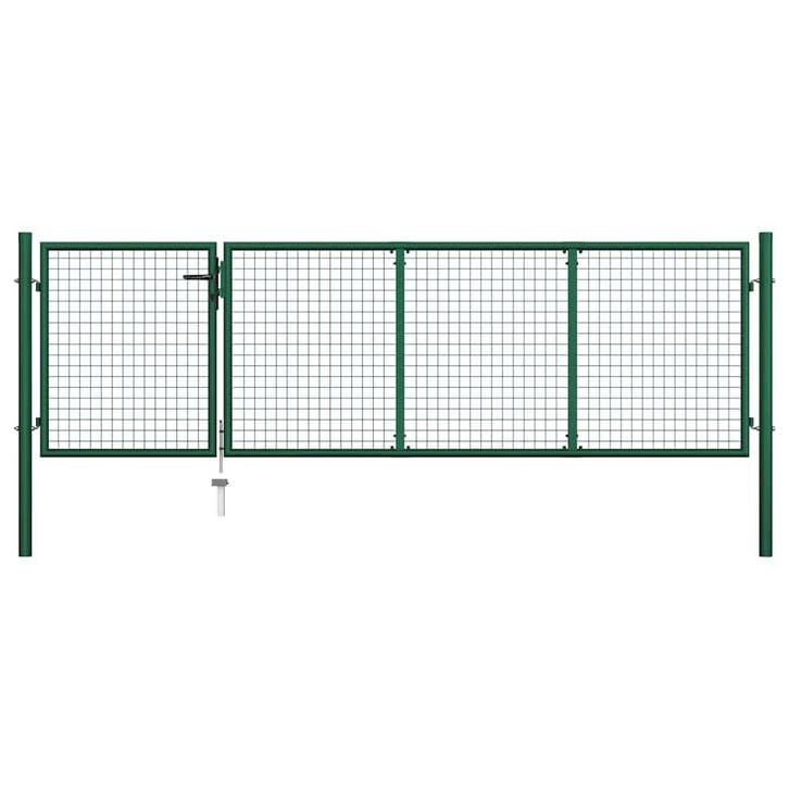 vidaXL Tuinpoort staal 350x100 cm groen, Tuin en Terras, Tuinpoorten, Nieuw, Verzenden