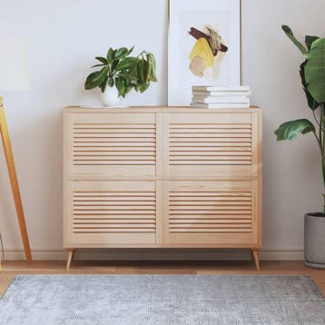 vidaXL Kastdeuren met lamellen 4 st 39,5x59,4 cm massief, Verzenden