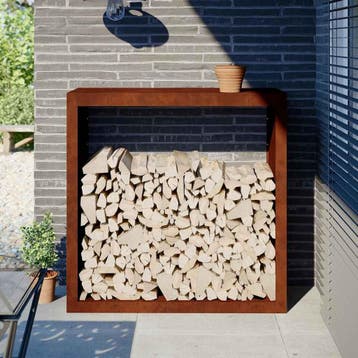 vidaXL Brandhoutrek 100x40x100 cm weervast staal, Verzenden
