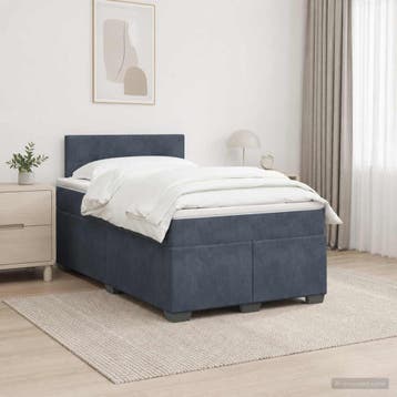 vidaXL Boxspringbed met matras en LED Donkergrijs 120 x 200, Verzenden, Nieuw
