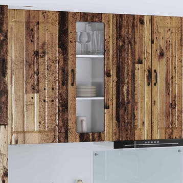 vidaXL Wandglas Kasten LUCCA Oud hout 40 x 31 x 100 cm, Verzenden
