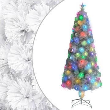 vidaXL Kunstkerstboom met verlichting 240 cm glasvezel wit, Verzenden, Nieuw