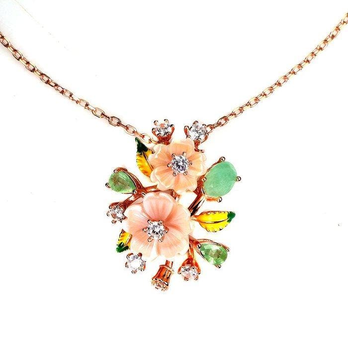 Zonder minimumprijs - Halsketting Zilver Smaragd -, Handtassen en Accessoires, Kettingen