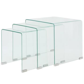 vidaXL Bijzettafel set 3-dlg transparant gehard glas, Huis en Inrichting, Tafels | Salontafels, Verzenden, Nieuw