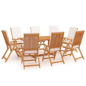 vidaXL 9-delige Tuinset met kussens massief teakhout, Verzenden, Tuinset