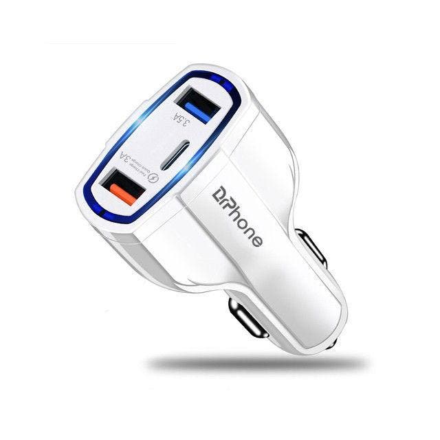 DrPhone QC4 Pro - 3 Poort Autolader - USB Qualcom 3.0 + USB, Telecommunicatie, Autoladers, Nieuw, Verzenden