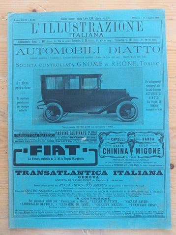 Lotto 10 riviste L’Illustrazione Italiana 1919 pubblicità, Antiek en Kunst
