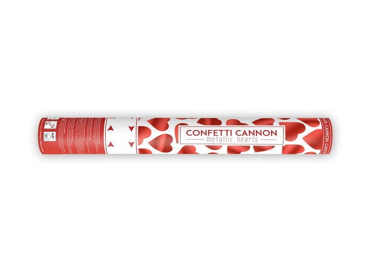 Confetti Kanon Hartjes Rood 40cm, Hobby en Vrije tijd, Feestartikelen, Nieuw, Verzenden