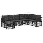 vidaXL Buiten bank set met kussen 8 pcs Zwart Polyester, Tuin en Terras, Verzenden, Nieuw