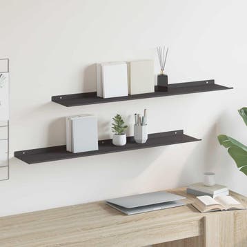 vidaXL Zwevende plank 2 st Zwart 100 x 18 x 2,5 cm Staal, Verzenden, Nieuw