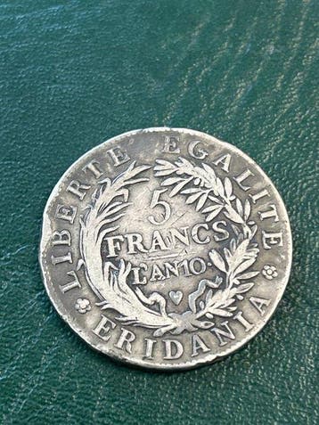 Italië, Subalpine Republiek 5 Francs An 10 (1802) (Zonder