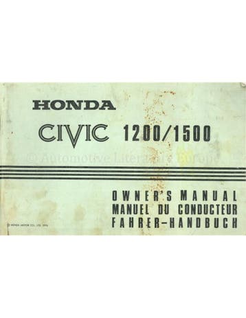 1976 HONDA CIVIC 1300 | 1500 INSTRUCTIEBOEKJE