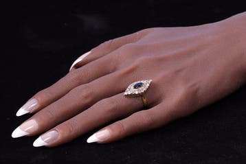 Ring - 14 karaat Geel goud - 0.58ct. tw. Saffier - Diamant -, Nieuw