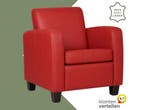 Leren fauteuil Joy - Toledo Ducati (rood) - Poten hout, Huis en Inrichting, Fauteuils, Nieuw, Ophalen of Verzenden, Eigentijds, Klassiek, Modern