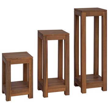 vidaXL Plantenstand 3 st Naturel 25 x 25 x 80 cm Massief, Jardin & Terrasse, Bacs à fleurs & Jardinières, Verzenden