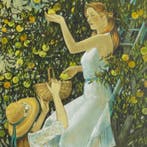 Yves Ganne (1931-2019) - La cueillette des pommes (Vendu