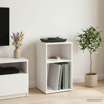 vidaXL Platenkast Wit 38 x 33 x 61 cm Bewerkt hout, Verzenden