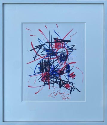 Georges Mathieu (1921-2012) - Composition en Blue et Rouge /