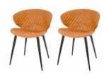 Veiling - Riverdale - Set van 2 Eetkamerstoelen Elin cognac, Huis en Inrichting, Stoelen, Nieuw