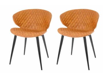 Veiling - Riverdale - Set van 2 Eetkamerstoelen Elin cognac, Huis en Inrichting, Stoelen, Nieuw