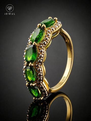 Zonder minimumprijs - Ring Art Deco Chroom-Diopsiet Ring -