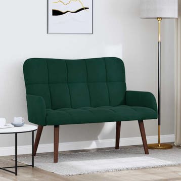 vidaXL 2-Zits Sofa Donkergroen 115 x 61 x 87 cm fluweel, Verzenden, Nieuw